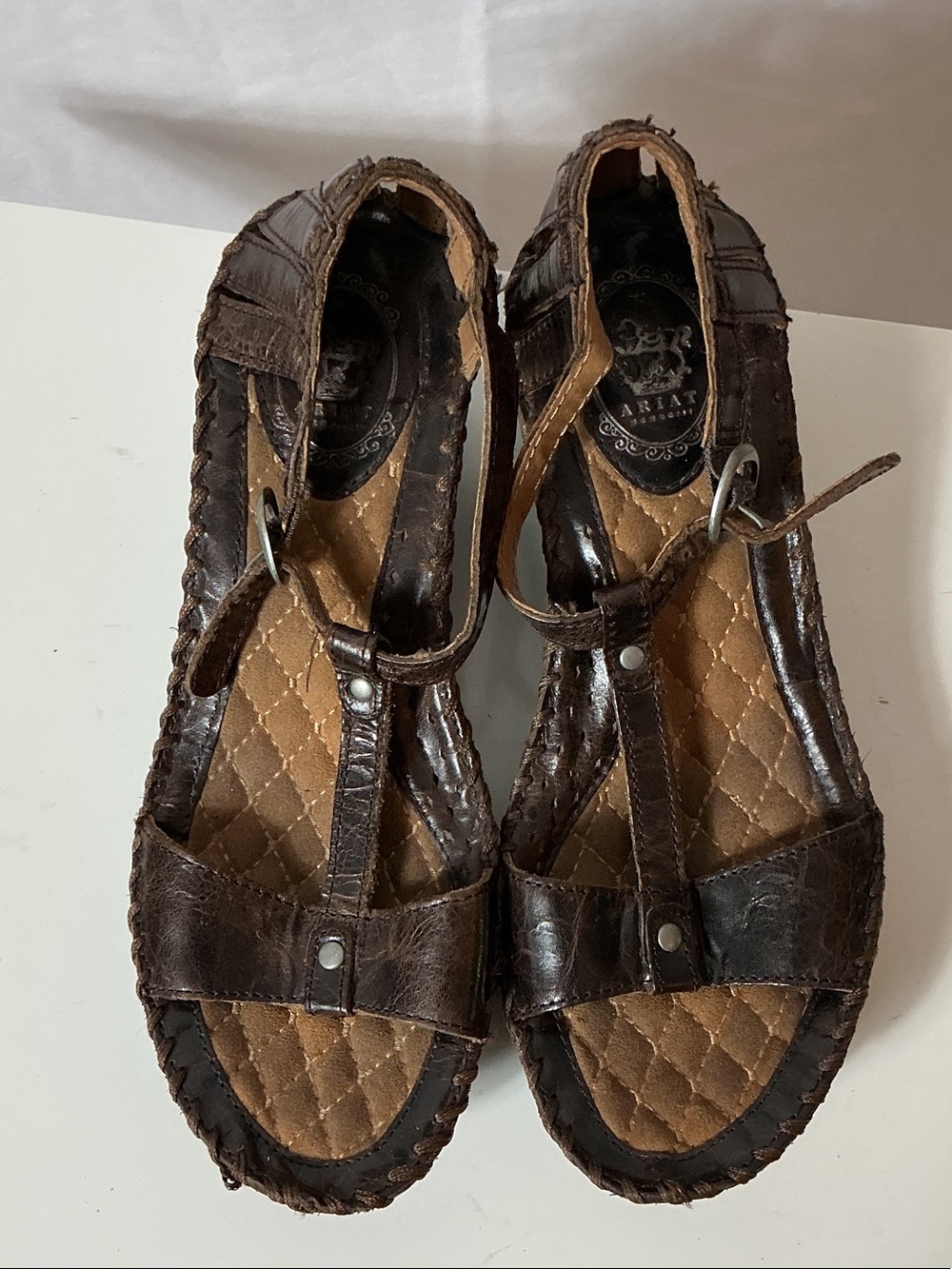 Ariat Dark Brown Leather T-Strap Sandals